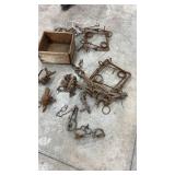 Collection of Vintage Animal Traps and Wooden Box