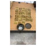 Vintage Brass Letter Stencil Set with Sterno Tin Lid