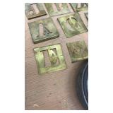 Vintage Brass Letter Stencil Set with Sterno Tin Lid