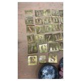 Vintage Brass Letter Stencil Set with Sterno Tin Lid