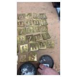Vintage Brass Letter Stencil Set with Sterno Tin Lid