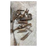 Vintage Metal Toolbox with Assorted Old Hand Tools