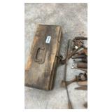 Vintage Metal Toolbox with Assorted Old Hand Tools