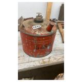 Vintage Red Metal Safety Gas Can with Plunger Top