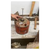 Vintage Red Metal Safety Gas Can with Plunger Top