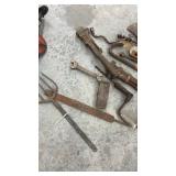 Collection of Vintage Hand Tools with Metal Storage Box