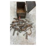 Vintage Metal Toolbox with Assorted Hand Tools