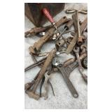 Vintage Metal Toolbox with Assorted Hand Tools