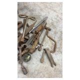 Vintage Metal Toolbox with Assorted Hand Tools