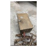 Vintage Metal Toolbox with Assorted Hand Tools