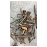 Vintage Metal Tool Box with Collection of Antique Hand Tools