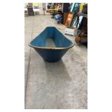 Vintage Blue Galvanized Metal Washtub with Wooden Bottom
