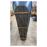 Vintage Blue Galvanized Metal Washtub with Wooden Bottom