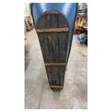 Vintage Blue Galvanized Metal Washtub with Wooden Bottom