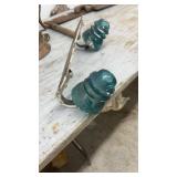 Lot with Antique Copper Mug and Dual Glass Insulator Bracket