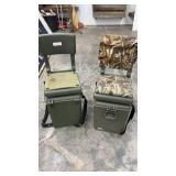 Pair of Insulated Hunting or Fishing Seat Coolers with Padded Backs