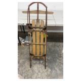 Vintage Wooden Snow Sled with Metal Runners