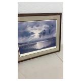 Honkers Arriving Framed Print by Les C. Kouba