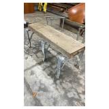 Rustic Wooden Bench with Metal Legs