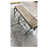 Rustic Wooden Bench with Metal Legs