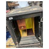 Antique Heavy Cast Iron Safe with Painted Detailing