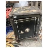 Antique Heavy Cast Iron Safe with Painted Detailing