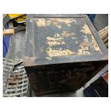 Antique Heavy Cast Iron Safe with Painted Detailing