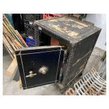 Antique Heavy Cast Iron Safe with Painted Detailing