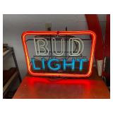 Bud Light Neon Bar Sign with Red and Blue Tubing