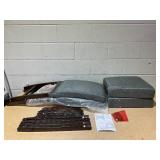 COSTWAY Counter Height Bar Stools Set of 2, 24 Upholstered Mid Century Modern Island Chairs with Rubber Wood Legs, Wooden Barstools for Kitchen, Dining Room, Bar, Restaurant (Grey)