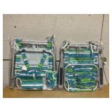 GYMAX Beach Chair, 330lbs Backpack Lounger with 5-Position Backrest, Storage Bag, Side Pocket, Towel Bar & Headrest, Foldable Low Beach Lounge, Portable Aluminum Lay Out Camp Chair (2, Blue)