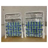 LOT OF 2 GYMAX Lawn Chair Folding, Webbed Beach Lounge Chairs Set with Highback, Outdoor Portable Lightweight Camping Dinning Chair for Patio, Lawn, Poolside, Sports, Garden, Backyard (2,Blue)