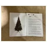 HAPPYGRILL 5 FT Pre-lit Slim Christmas Tree with 453 Branch Tips, 230 LED Lights, 8 Lighting Modes, Pine Needles, 40 Natural Pine Cones, Red Berries & Artificial Leaves