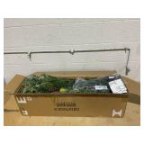 HAPPYGRILL 5 FT Pre-lit Slim Christmas Tree with 453 Branch Tips, 230 LED Lights, 8 Lighting Modes, Pine Needles, 40 Natural Pine Cones, Red Berries & Artificial Leaves