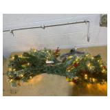 HAPPYGRILL 5 FT Pre-lit Slim Christmas Tree with 453 Branch Tips, 230 LED Lights, 8 Lighting Modes, Pine Needles, 40 Natural Pine Cones, Red Berries & Artificial Leaves