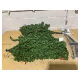 COSTWAY 7 FT Half Christmas Tree, Pre-lit Artificial Xmas Tree w/450 Branch Tips & 150 Warm White LED Lights for Home, Office, Party