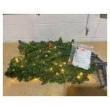 COSTWAY 7 FT Half Christmas Tree, Pre-lit Artificial Xmas Tree w/450 Branch Tips & 150 Warm White LED Lights for Home, Office, Party