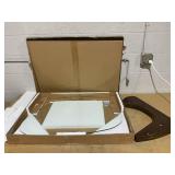 Costway Triangle Coffee Table with Tempered Glass Top and Adjustable Rubber Wood Base (Missing Hardware)