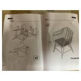 Costway 3PCS Patio Rattan Bistro Set Coffee Table Armchair Garden Navy Cushion