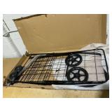 COSTWAY Folding Shopping Cart, Metal Grocery Cart with Extra Basket, 360° Swiveling Front Wheels & Comfortable Handle, Light Weight Collapsible Utility Cart for Laundry, Camping (Black) 24.5"D x 24"W