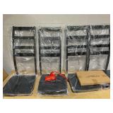 GOFLAME Dining Chairs Set of 4, Ladder Back Side Chairs with Solid Rubber Wood Legs & Non-Slip Food Pads, 4-Pack Space-Saving Armless Dining Chairs for Dining Room, Living Room, Restaurant, Black