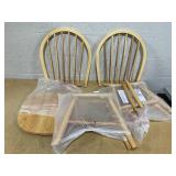 HAPPYGRILL 2 Pieces Wooden Dining Chairs Set, Vintage Armless Windsor Chairs, Kitchen Dining Chairs with Backrest, Natural  18.5"D x 18.5"W x 36.5"H