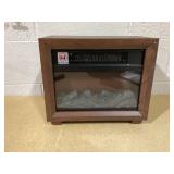 COSTWAY 13 Inch Small Electric Fireplace Heater, Mini Wooden Fireplaces Stove w/Vivid Flame Effect, Overheat Protection, 750W Portable Tabletop Fireplace for Indoor Use, Living Room, Bedroom, Brow