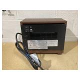 COSTWAY 13 Inch Small Electric Fireplace Heater, Mini Wooden Fireplaces Stove w/Vivid Flame Effect, Overheat Protection, 750W Portable Tabletop Fireplace for Indoor Use, Living Room, Bedroom, Brow