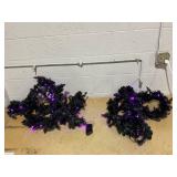 LOT OF 2 Boyel Living - 9 Feet Pre-lit Christmas Halloween Garland with 50 Purple LED Lights - Black