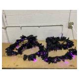 LOT OF 2 Boyel Living - 9 Feet Pre-lit Christmas Halloween Garland with 50 Purple LED Lights - Black