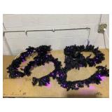 LOT OF 2 Boyel Living - 9 Feet Pre-lit Christmas Halloween Garland with 50 Purple LED Lights - Black