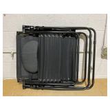 Sumyeg Folding Recliner Lounge Chair with Shade Canopy Cup Holder Black Steel Frame Stationary Chaise Lounge Chair with Black Sling Seat