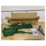 Goplus 4.5FT Prelit Pencil Christmas Tree, Premium Hinged Fir Tree, with 150 LED Lights and Solid Metal Stand, Easy Assemble, Ideal Xmas Decor for Home and Office