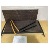 COSTWAY 2-Person Outdoor Garden Stackable Bench with Acacia Wood Armrests H:87 x W:57 x D:114 cm